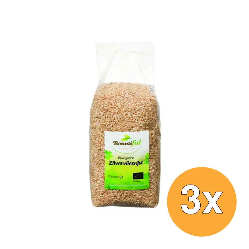 3x Bountiful Zilvervliesrijst Bio (1000 gr)