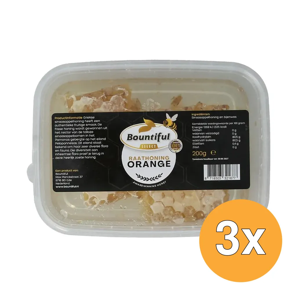 3x Bountiful Griekse Honingraat Sinaasappel (200 gr)
