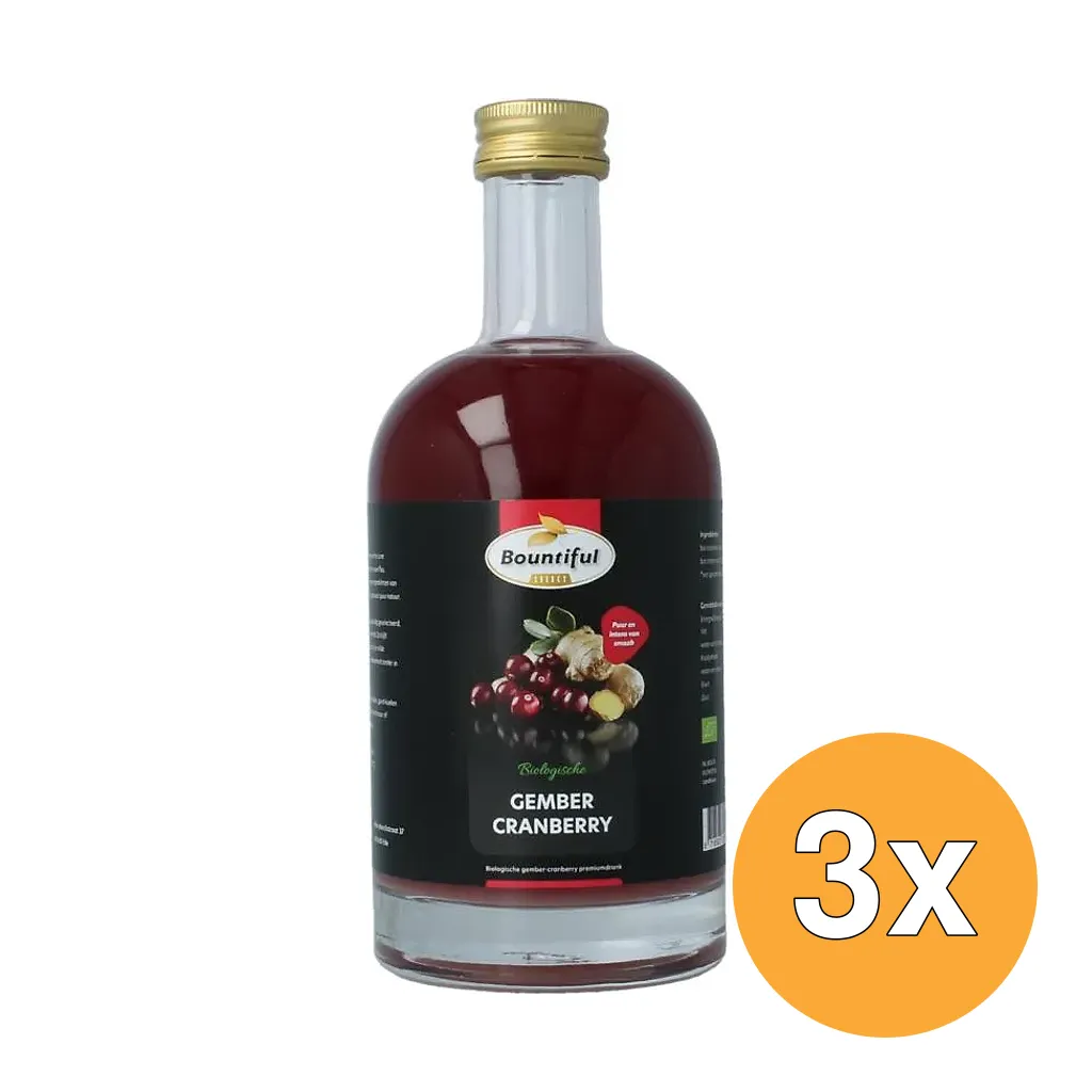3x Bountiful Select Gember Sap Cranberry Bio (500 ml)