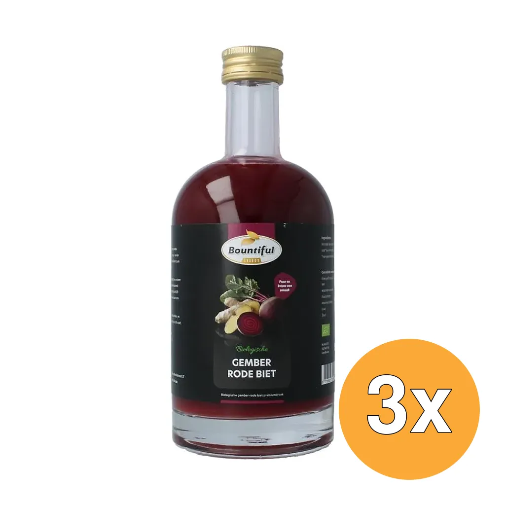 3x Bountiful Select Gember Sap Rode Biet Bio (500 ml)