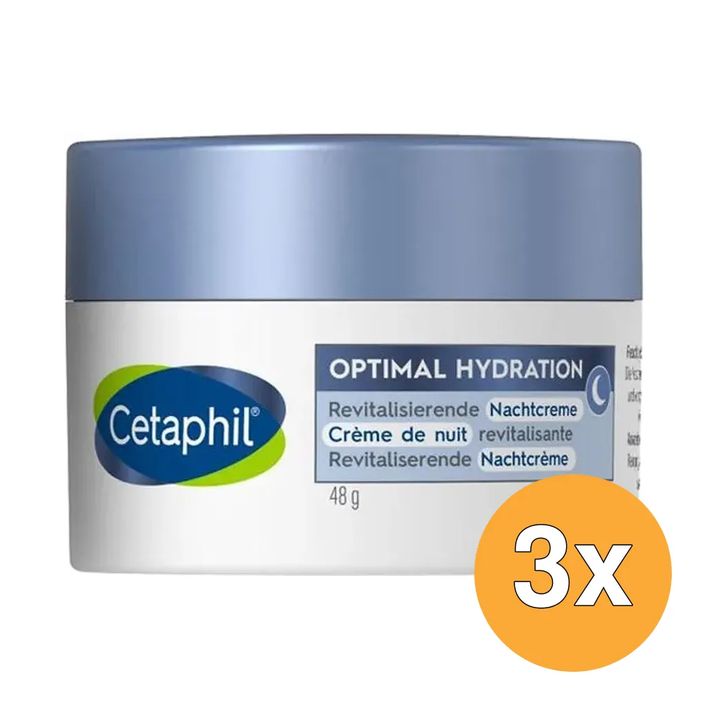 3x Cetaphil Nachtcreme Optimal Hydration Herstellend (48 gr)