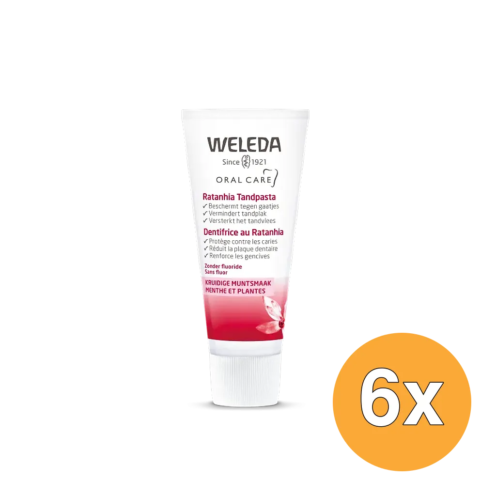 6x WELEDA Oral care ratanhia tandpasta (75 ml)