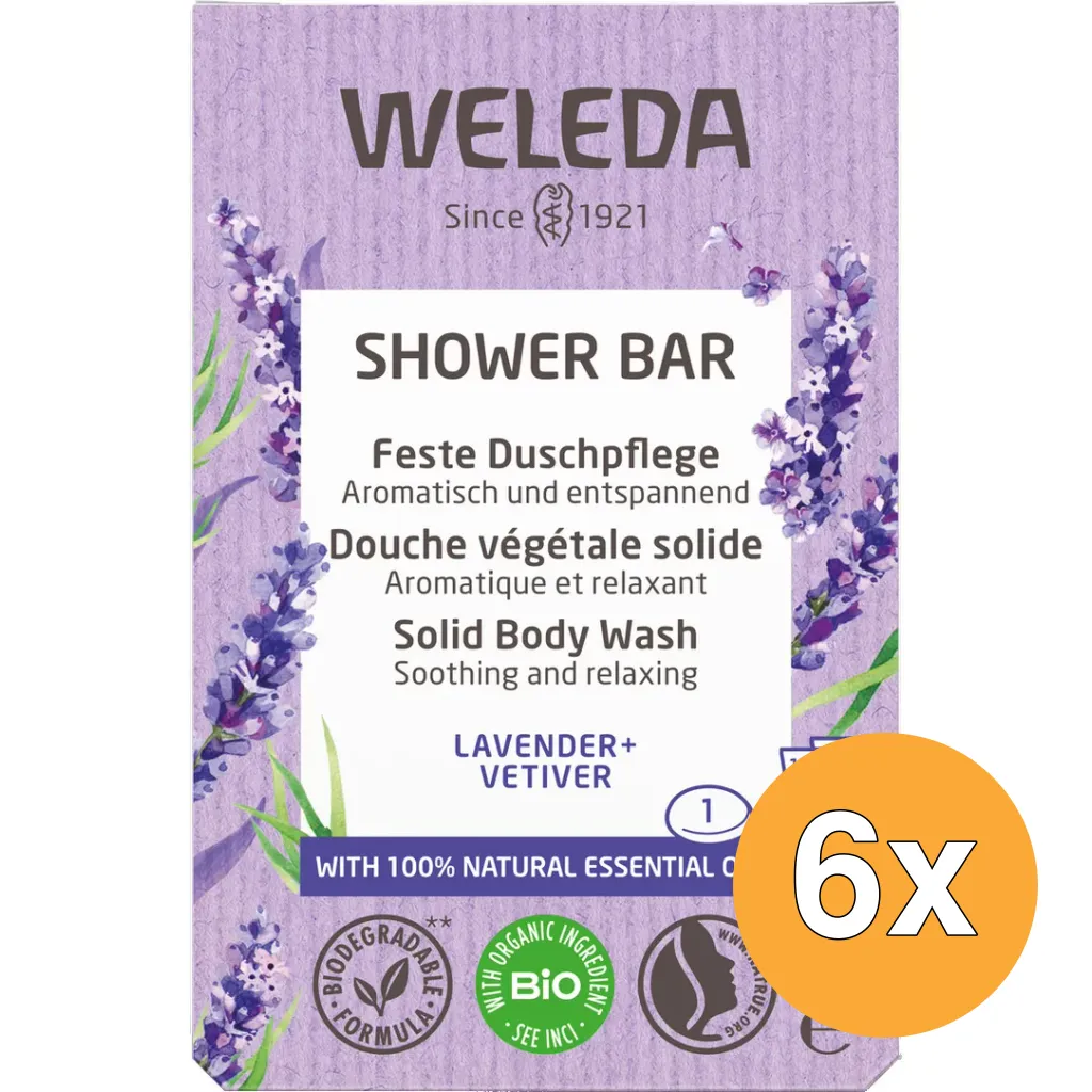 6x WELEDA Shower bar lavender + vetiver (75 gr)