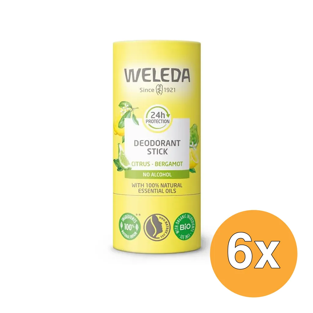 6x WELEDA Citrus + bergamot 24U deodorant stick (50 gr)