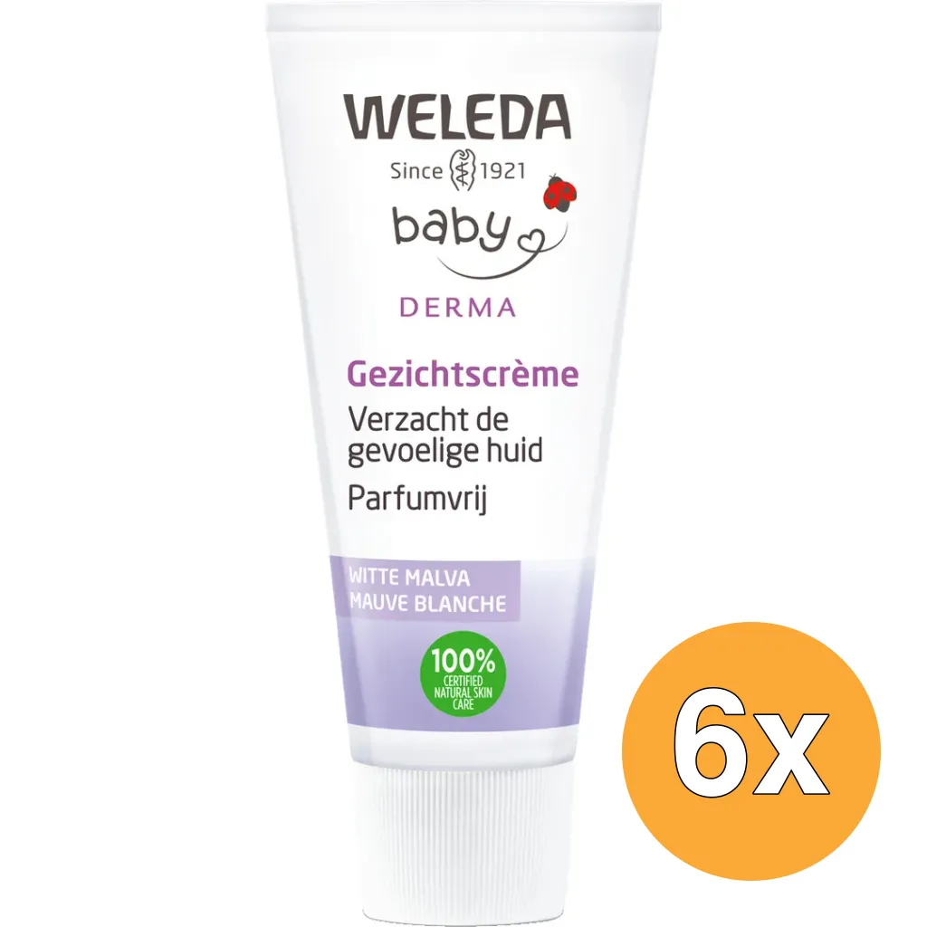 6x WELEDA Baby witte malva sensitive gezichtscreme (50 ml)