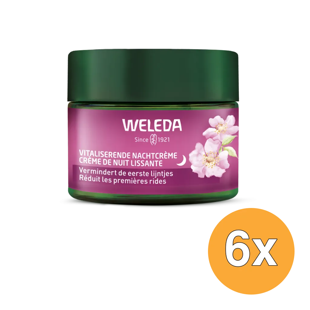 6x Weleda Wilde Rozen & Witte Thee Vitaliserende Nachtcreme (40 ml)