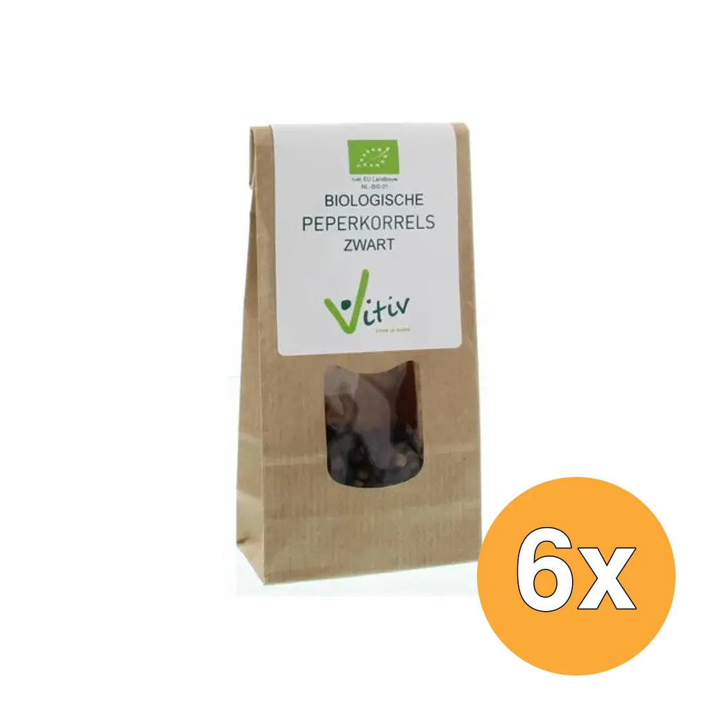 6x Vitiv Peperkorrels Zwart Bio (40 gr)