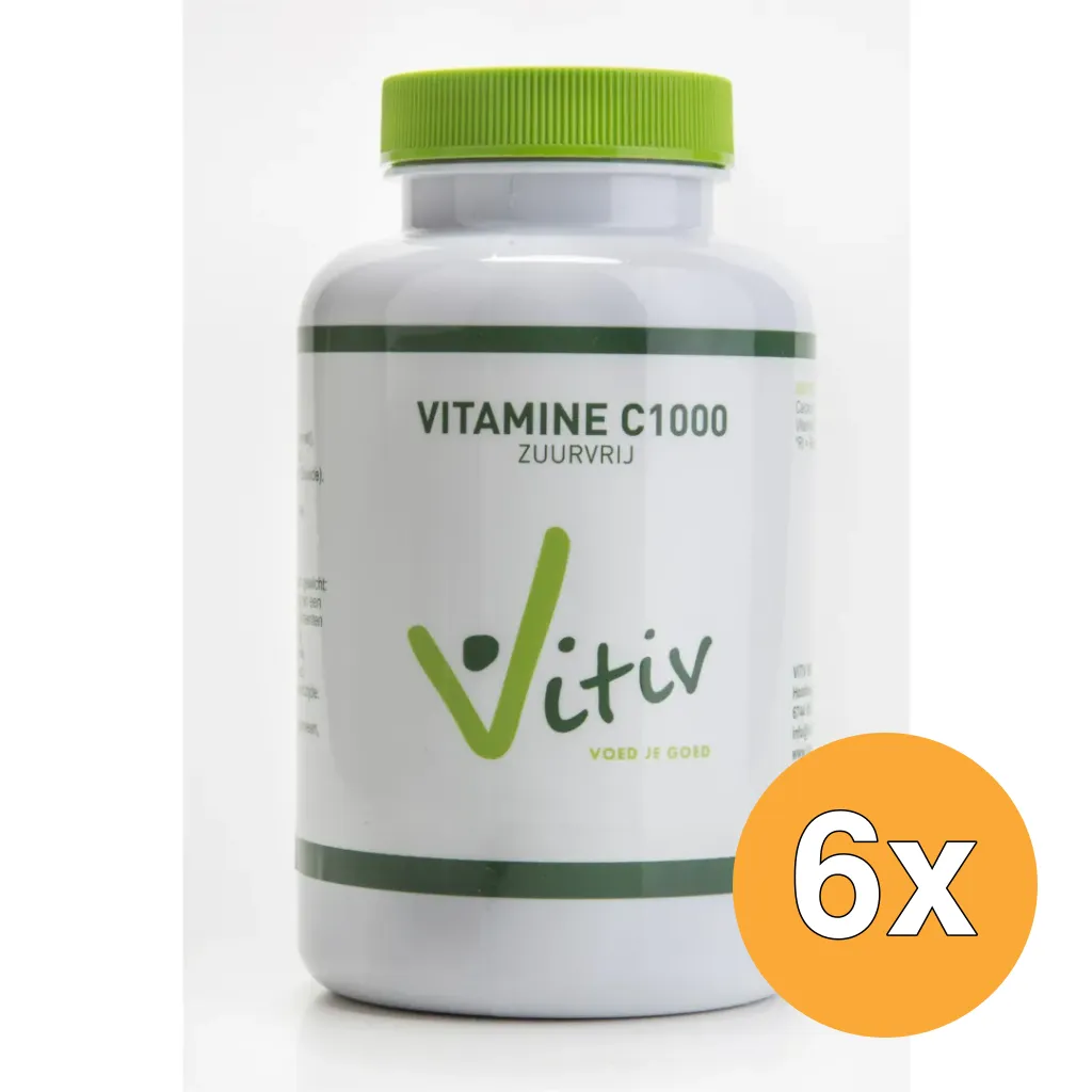 6x Vitiv Vitamine C1000 Zuurvrij (200 tabletten)