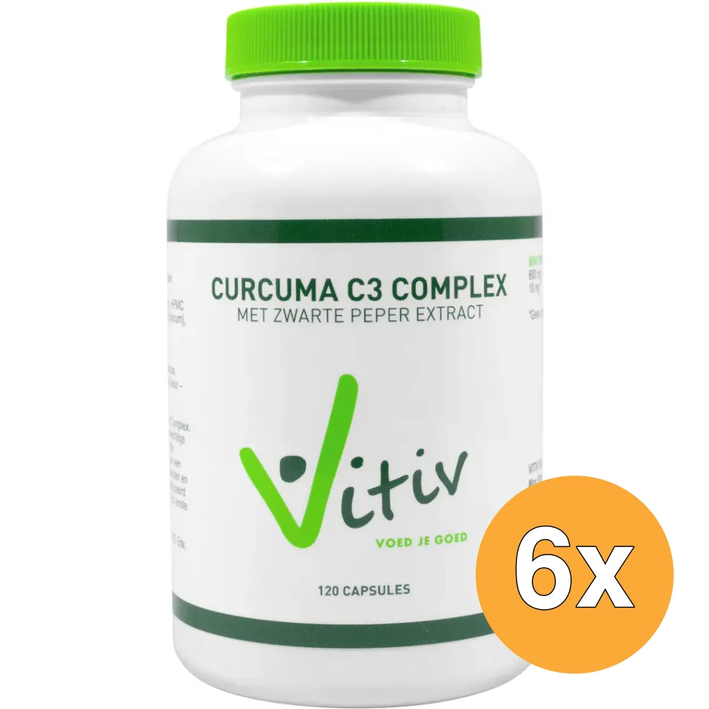 6x Vitiv Curcuma Met Zwarte Peper (120 capsules)