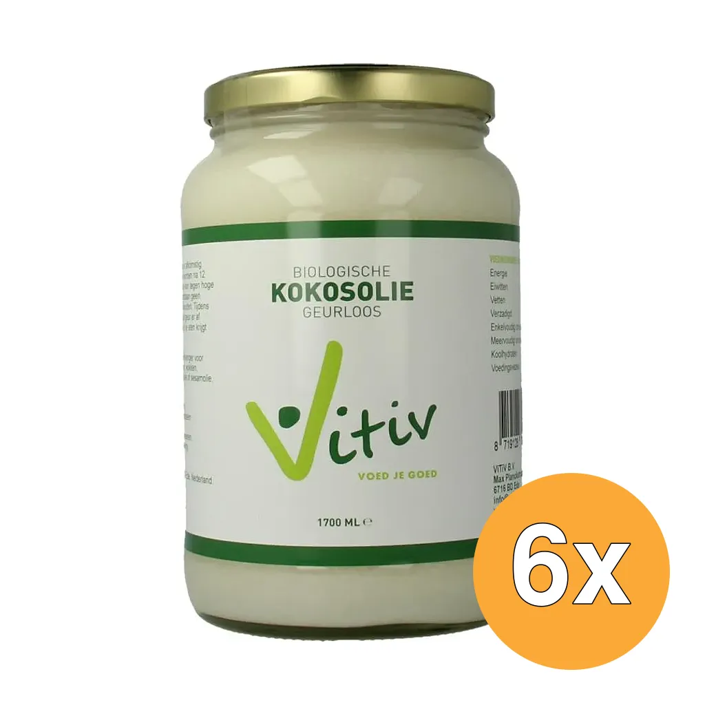 6x Vitiv Kokosolie Geurloos Bio (1700 ml)