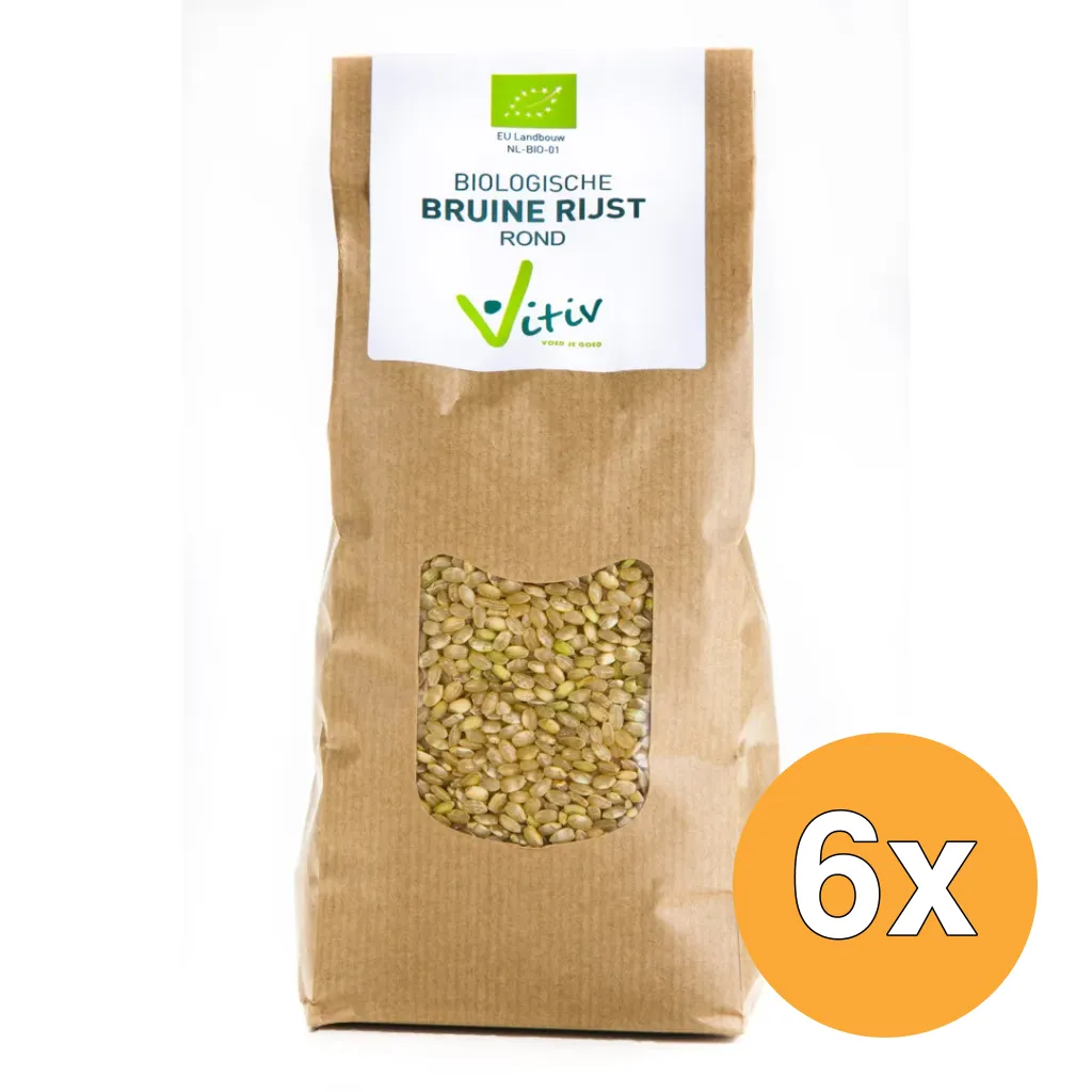6x Vitiv Rijst Bruin Rond Bio (1000 gr)