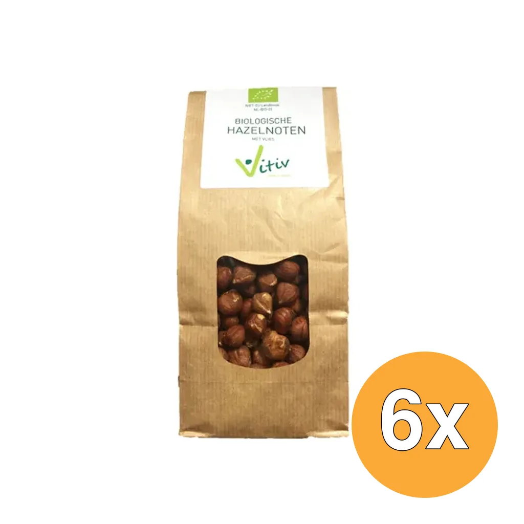 6x Vitiv Hazelnoten Met Vlies Bio (500 gr)