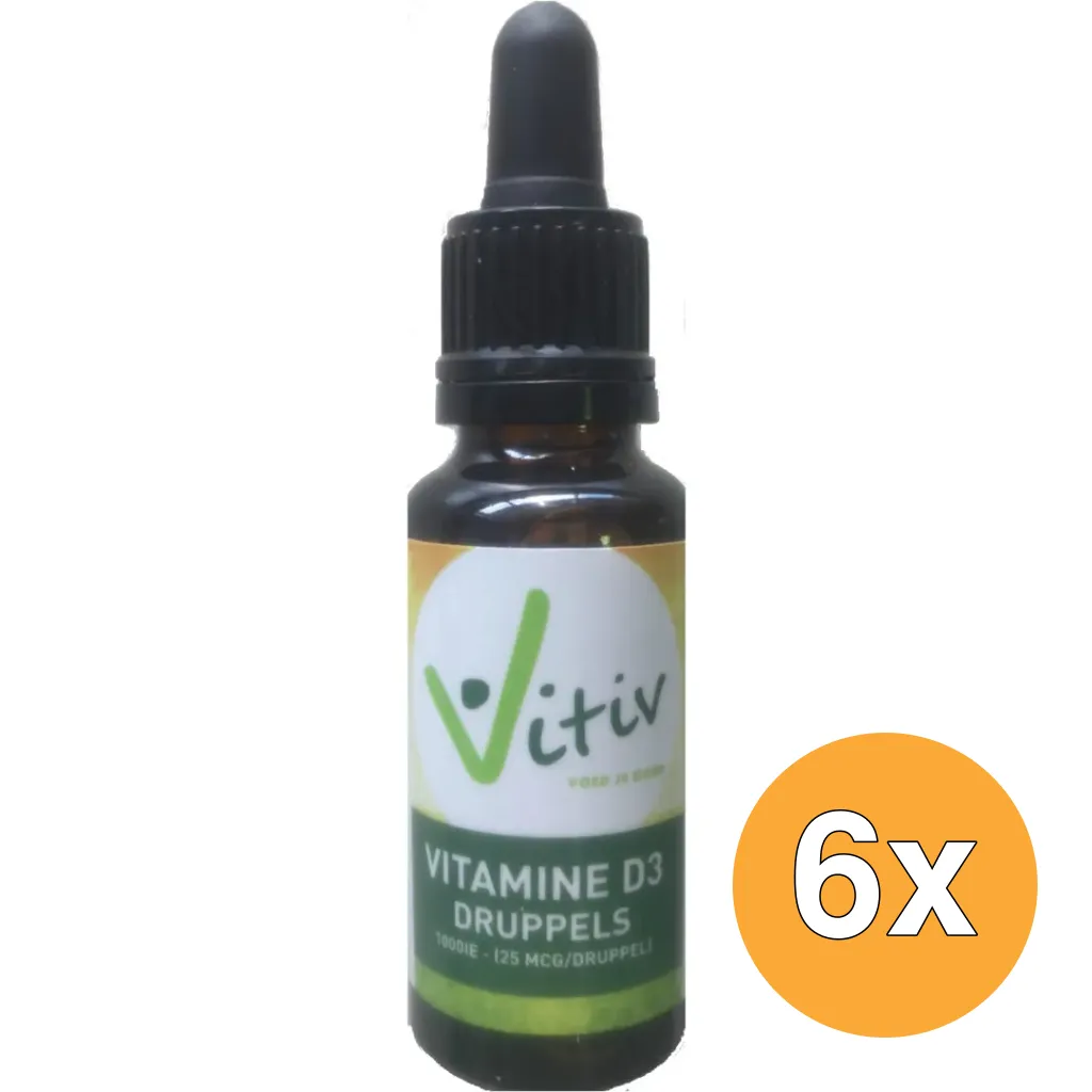 6x Vitiv Vitamine D3 Druppels 1000Ie (25 ml)