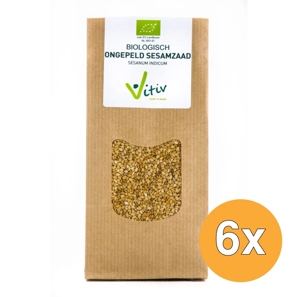 6x Vitiv Sesamzaad Ongepeld Bio (500 gr)