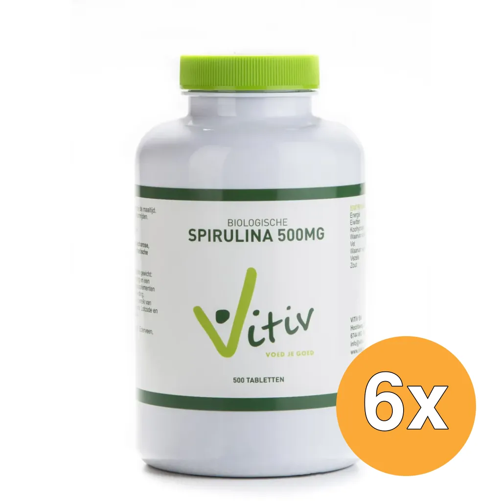 6x Vitiv Spirulina 500 Mg Bio (500 tabletten)