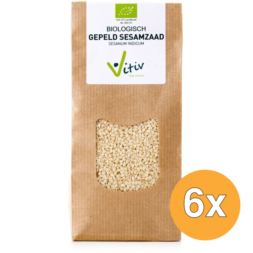 6x Vitiv Sesamzaad Wit Gepeld Bio (250 gr)