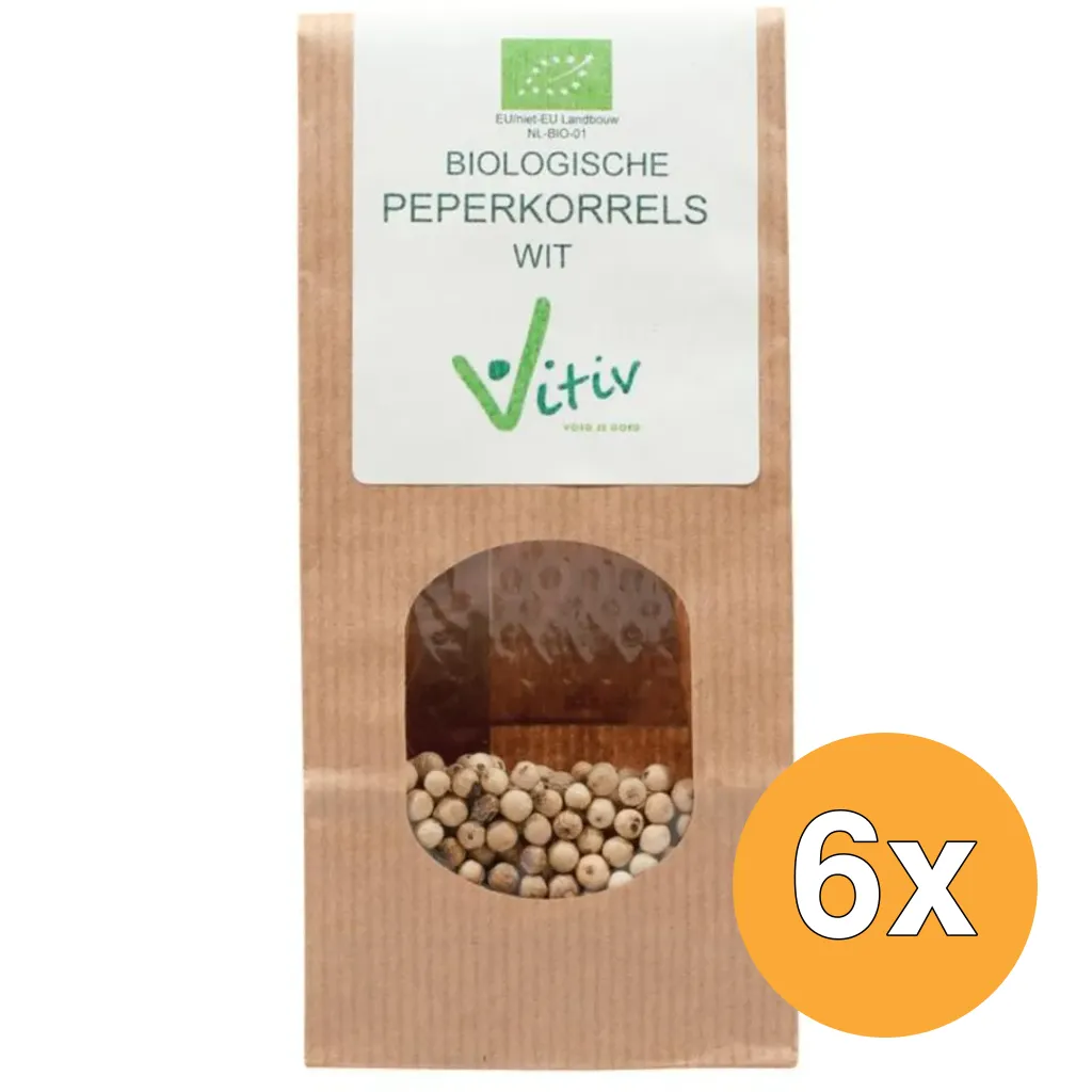 6x Vitiv Peperkorrels Wit Bio (1000 gr)