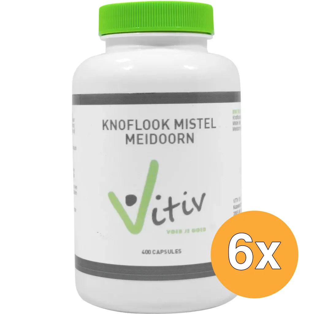 6x Vitiv Knoflook Mistel Meidoorn (400 capsules)