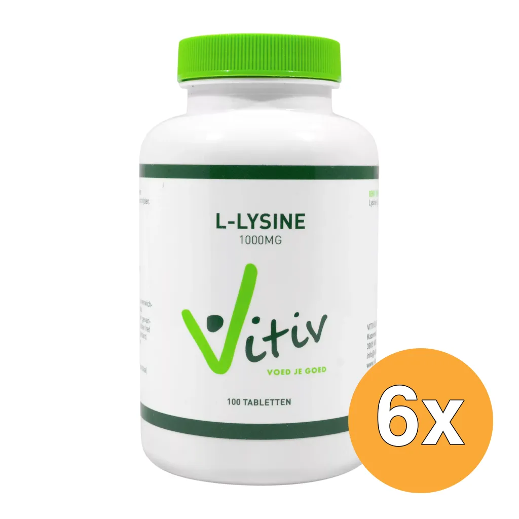 6x Vitiv L-Lysine 1000 Mg (100 tabletten)