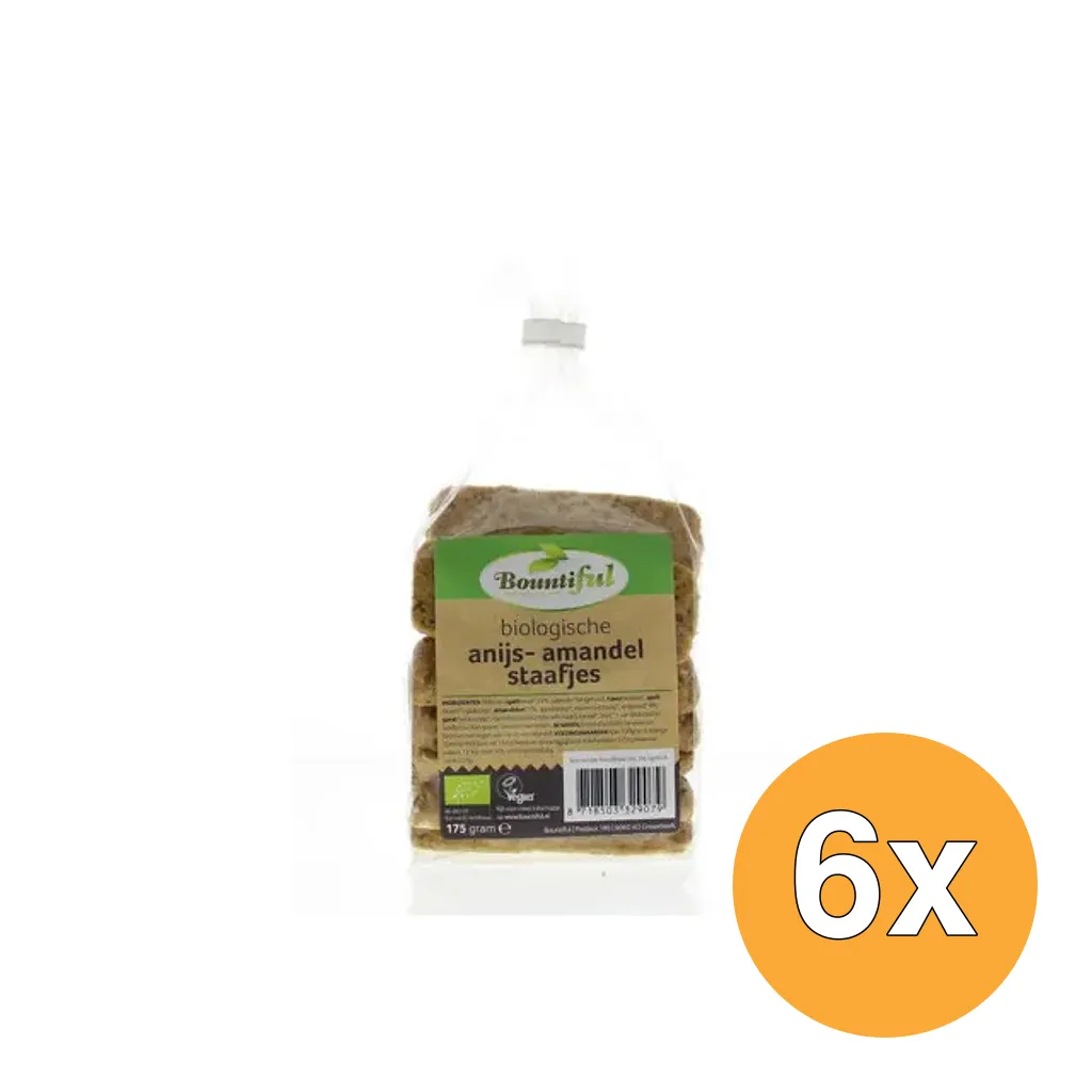6x Bountiful Anijs Amandel Staafjes Bio (175 gr)