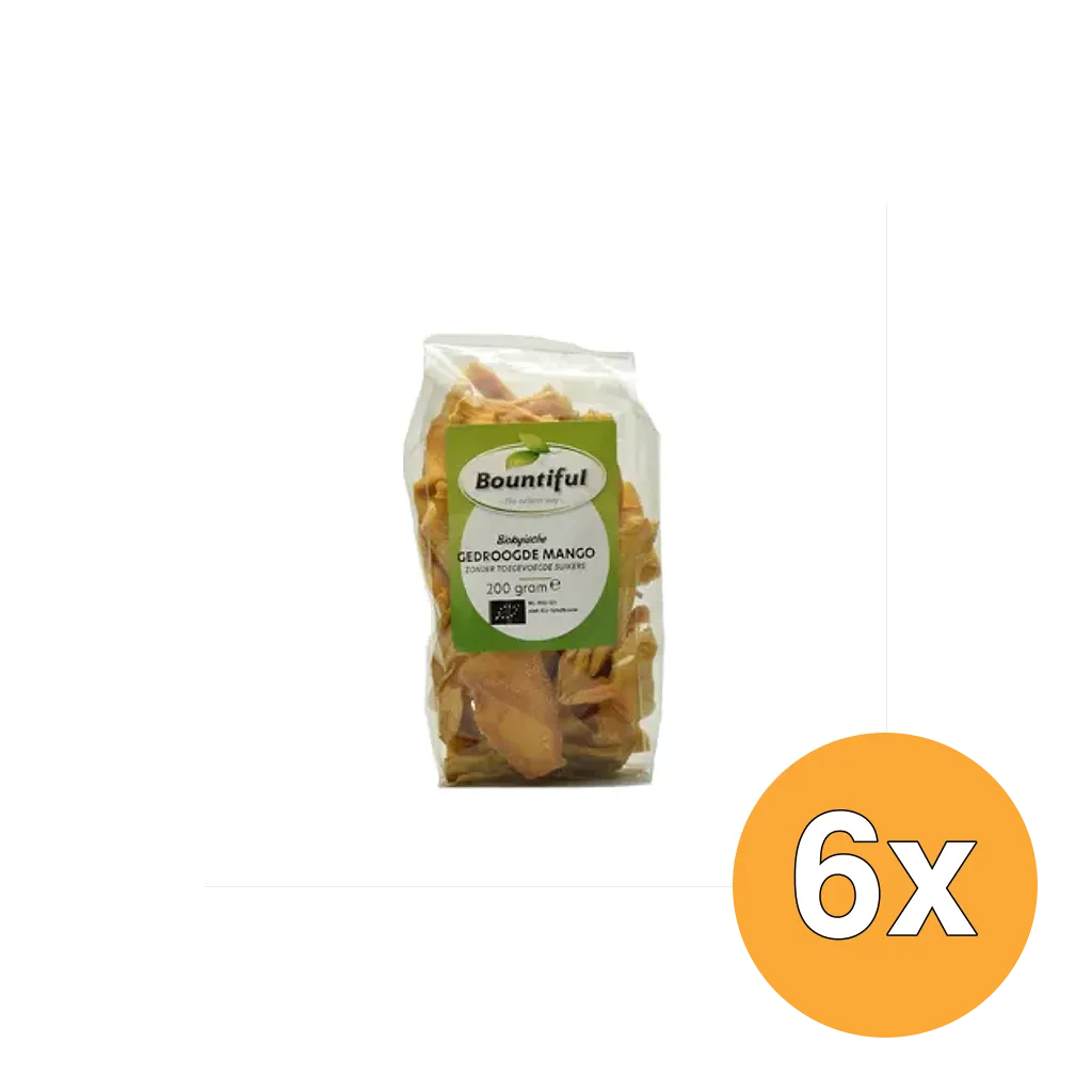 6x Bountiful Mango Gedroogd Zonder Suiker Bio (200 gr)