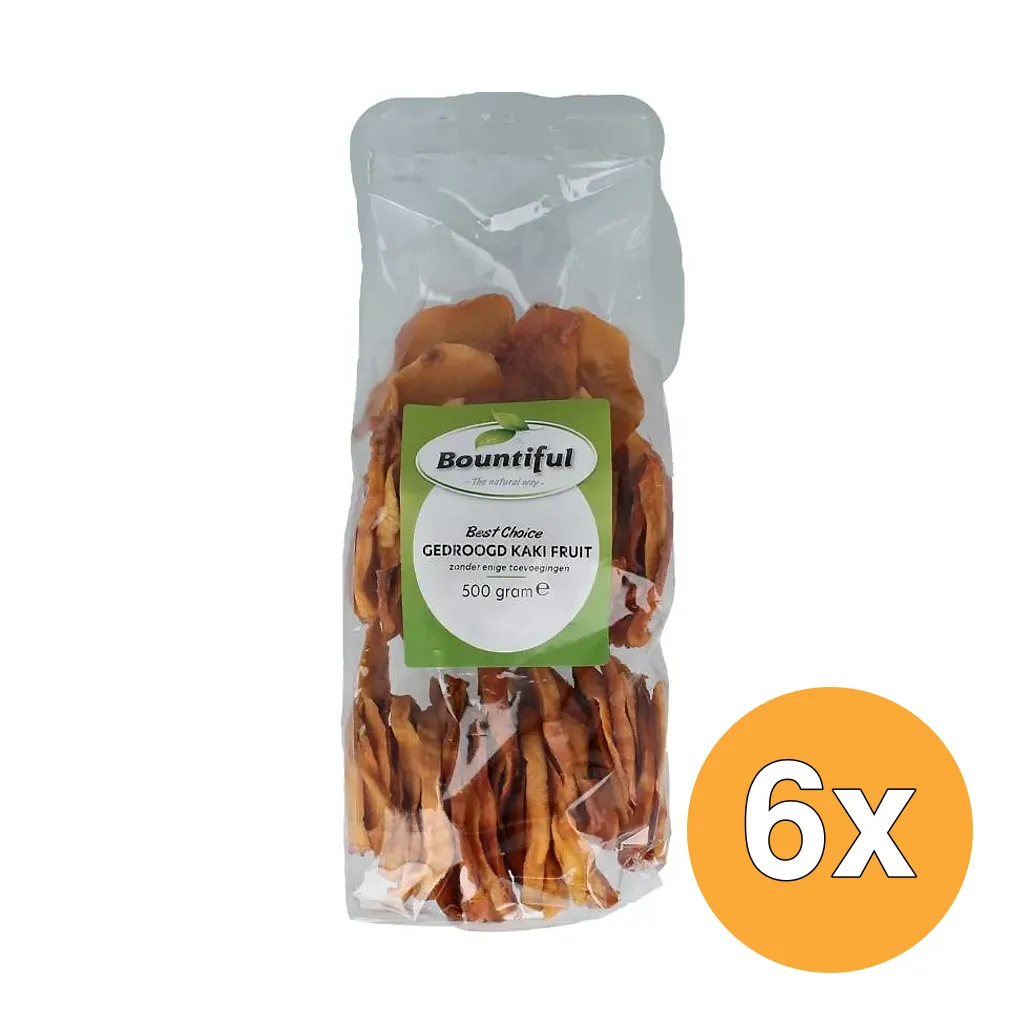 6x Bountiful Kaki Fruit Gedroogd zonder Suiker (500 gr)