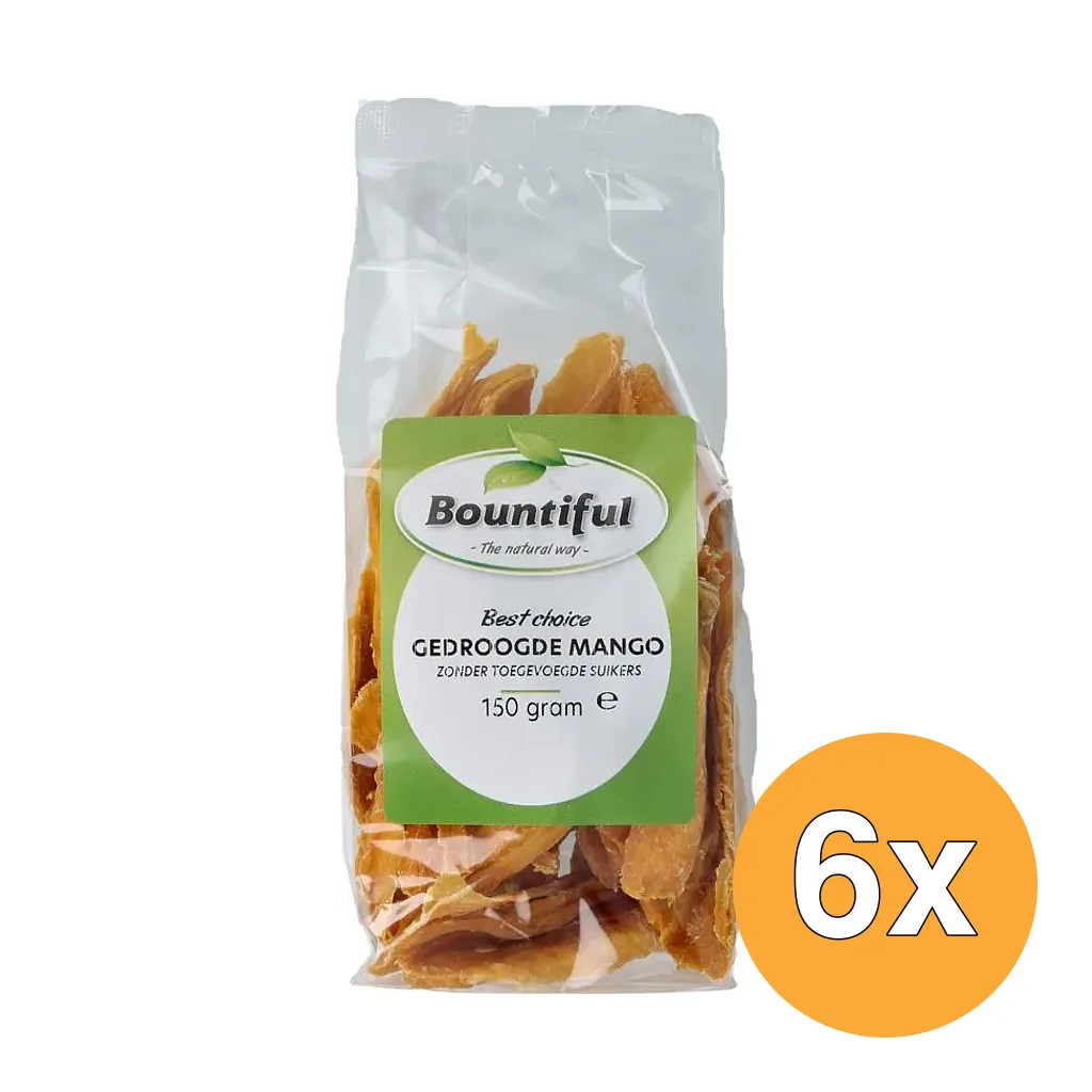6x Bountiful Mango Gedroogd zonder Toegevoegde Suikers (150 gr)