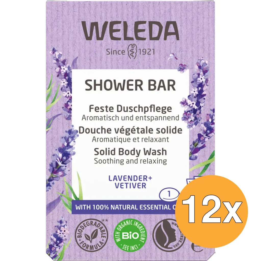 12x WELEDA Shower bar lavender + vetiver (75 gr)