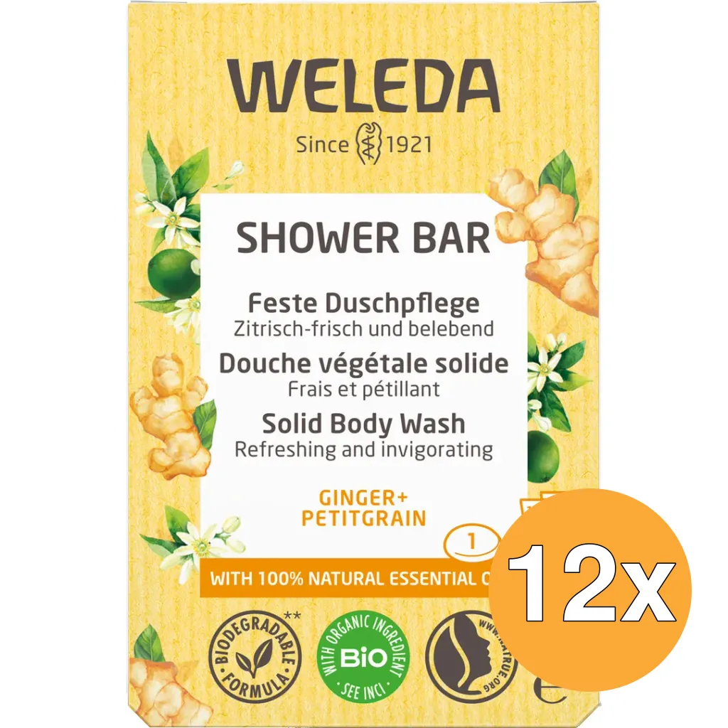 12x WELEDA Shower bar ginger + pititgrain (75 gr)