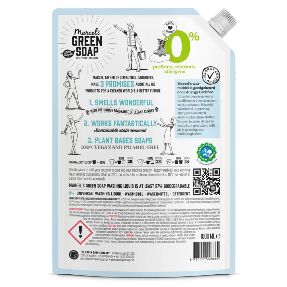 Marcel's Green Soap Wasmiddel Universeel 0% Navulling (1000 ml)