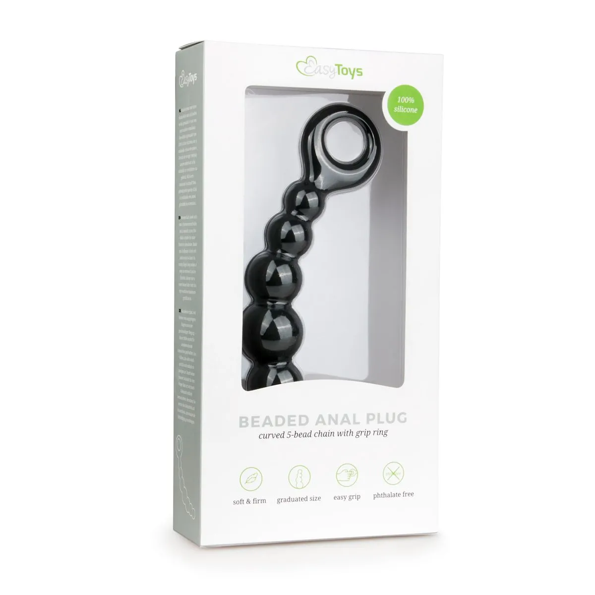 Easytoys Anal Collection Zwarte anale plug met kralen (1 stuk)