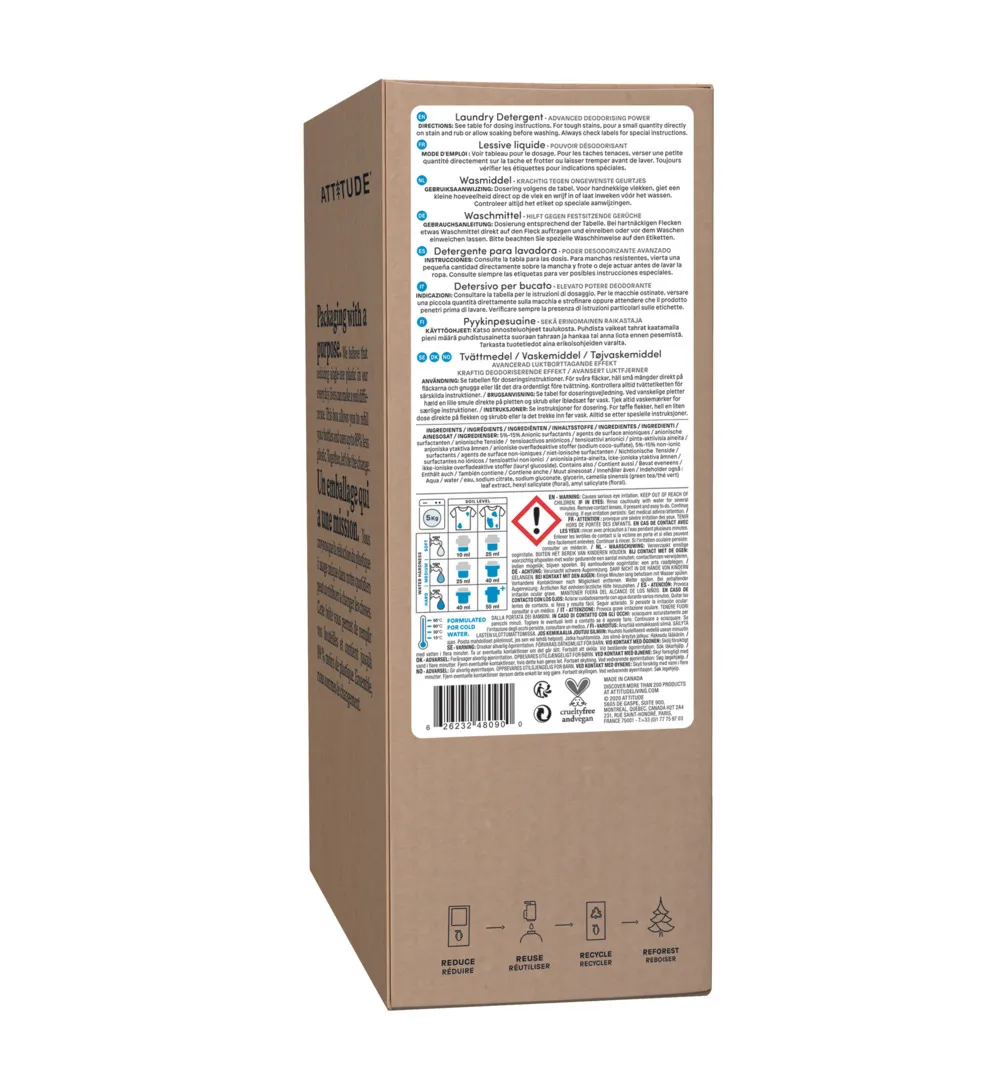 Attitude Nature+ Bulk2Go Vloeibaar Wasmiddel 160 Beurten Wild Flowers (4000 ml) - image 3