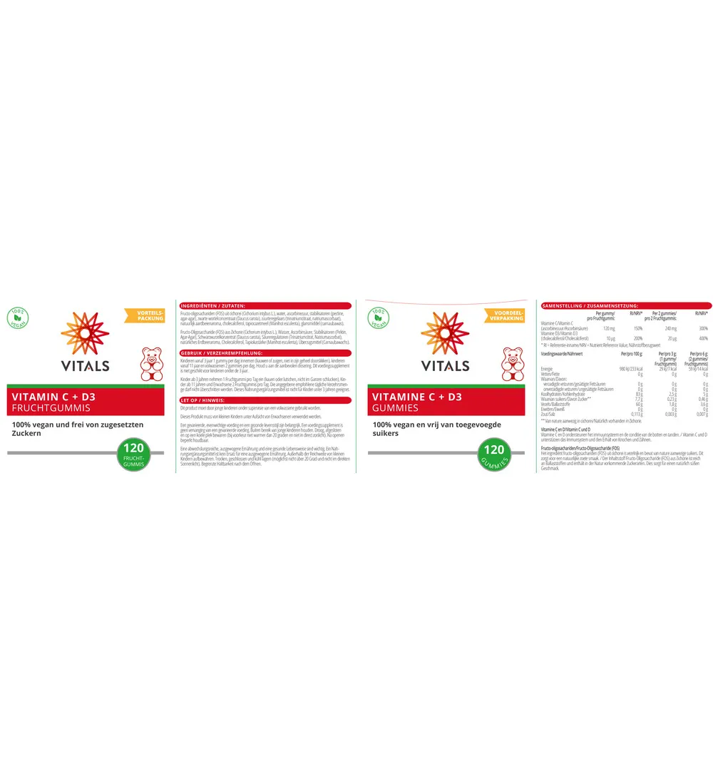Vitals Vitamine C + D3 Gummies (120 gummies) - image 3