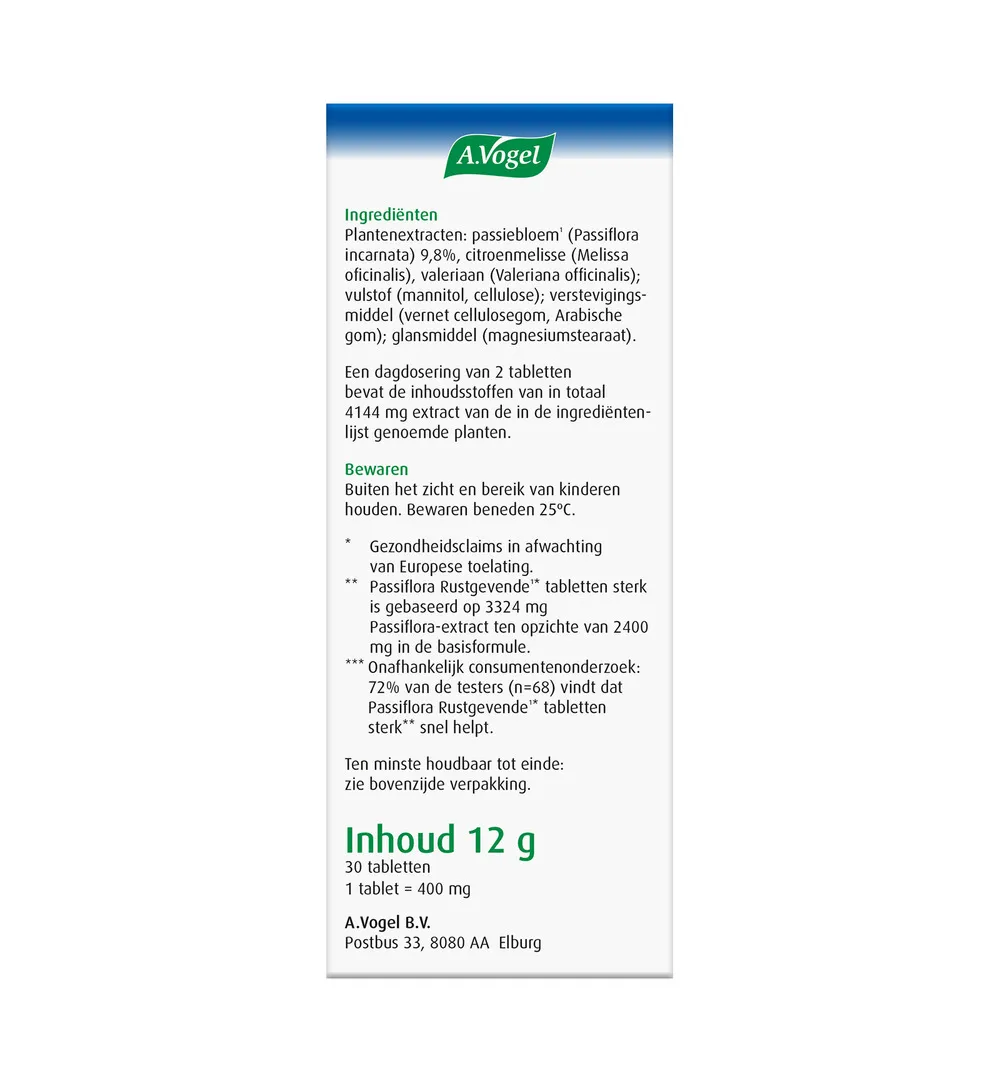A.Vogel Passiflora rustgevende sterk (30 tabletten) - image 4