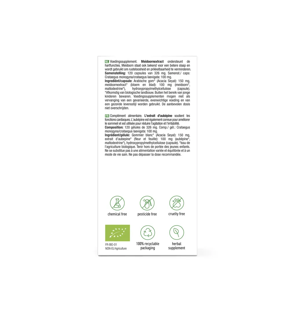 Purasana Meidoorn/Aubepine Vegan Bio (120 vega capsules) - image 2