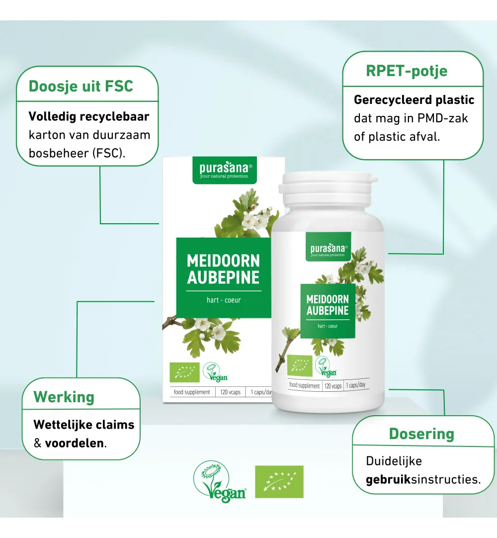 Purasana Meidoorn/Aubepine Vegan Bio (120 vega capsules) - image 8