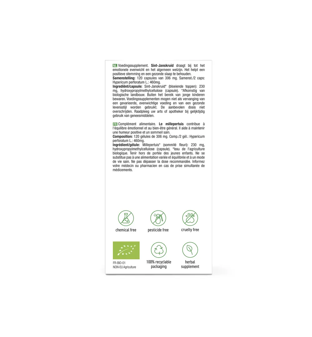 Purasana Sint Janskruid Millepertuis Vegan Bio (120 vega capsules) - image 2