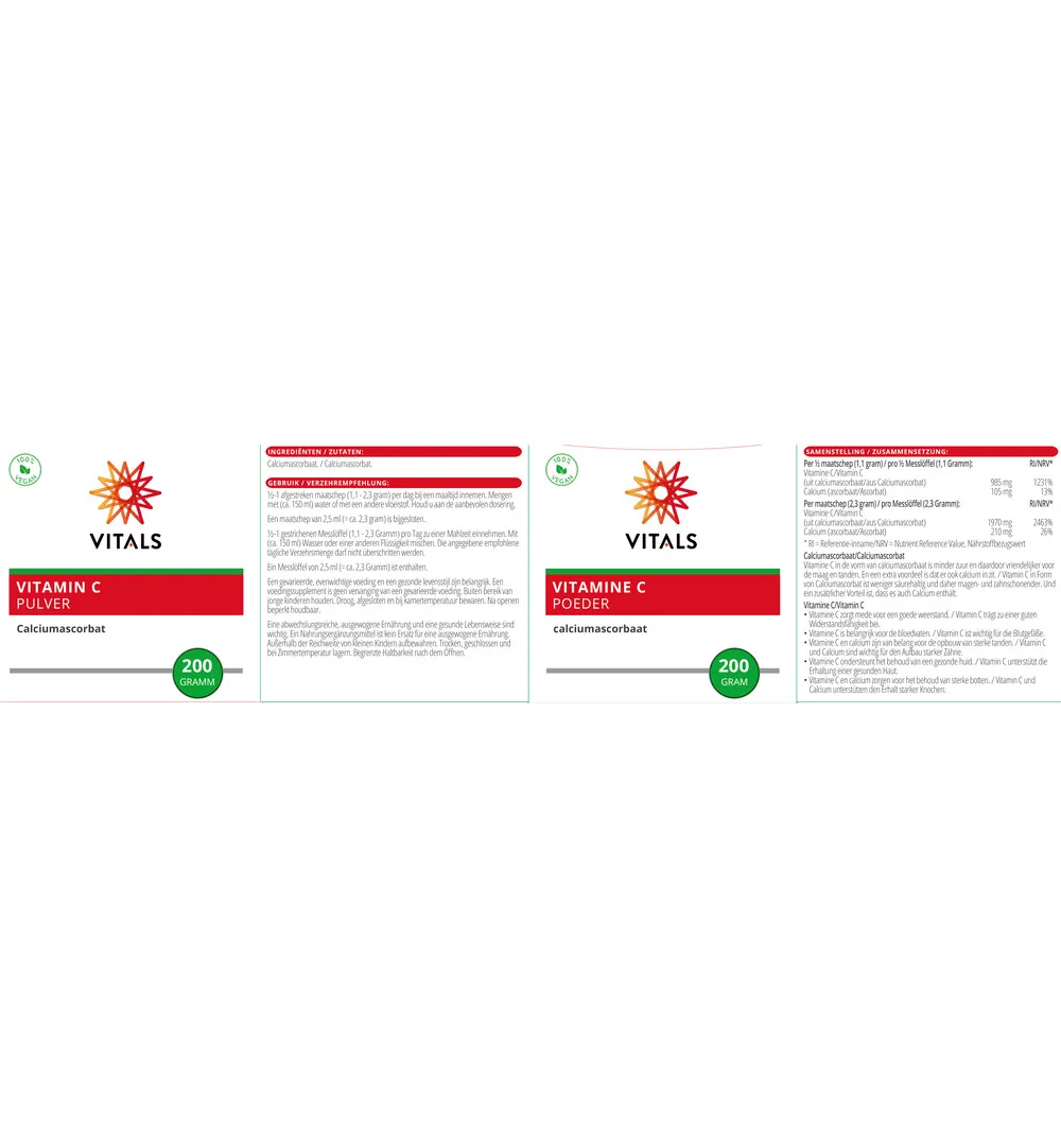 Vitals Vitamine C poeder (200 gr) - image 3