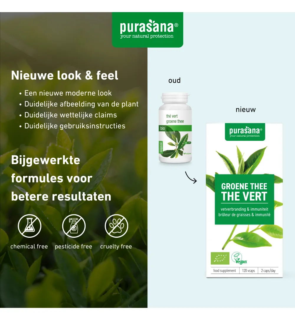 Purasanagroene Thee Extract - Vegan Bio (120 vega capsules) - image 3