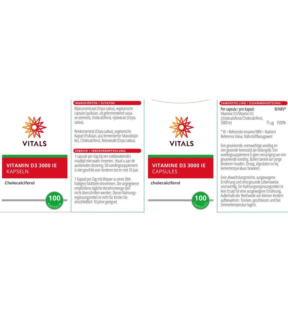 Vitals Vitamine D3 3000IE (100 capsules) - image 3