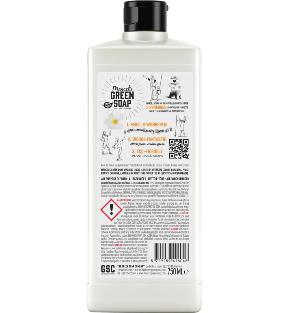 Marcel's Green Soap Allesreiniger sinaasappel & jasmijn (750 ml)