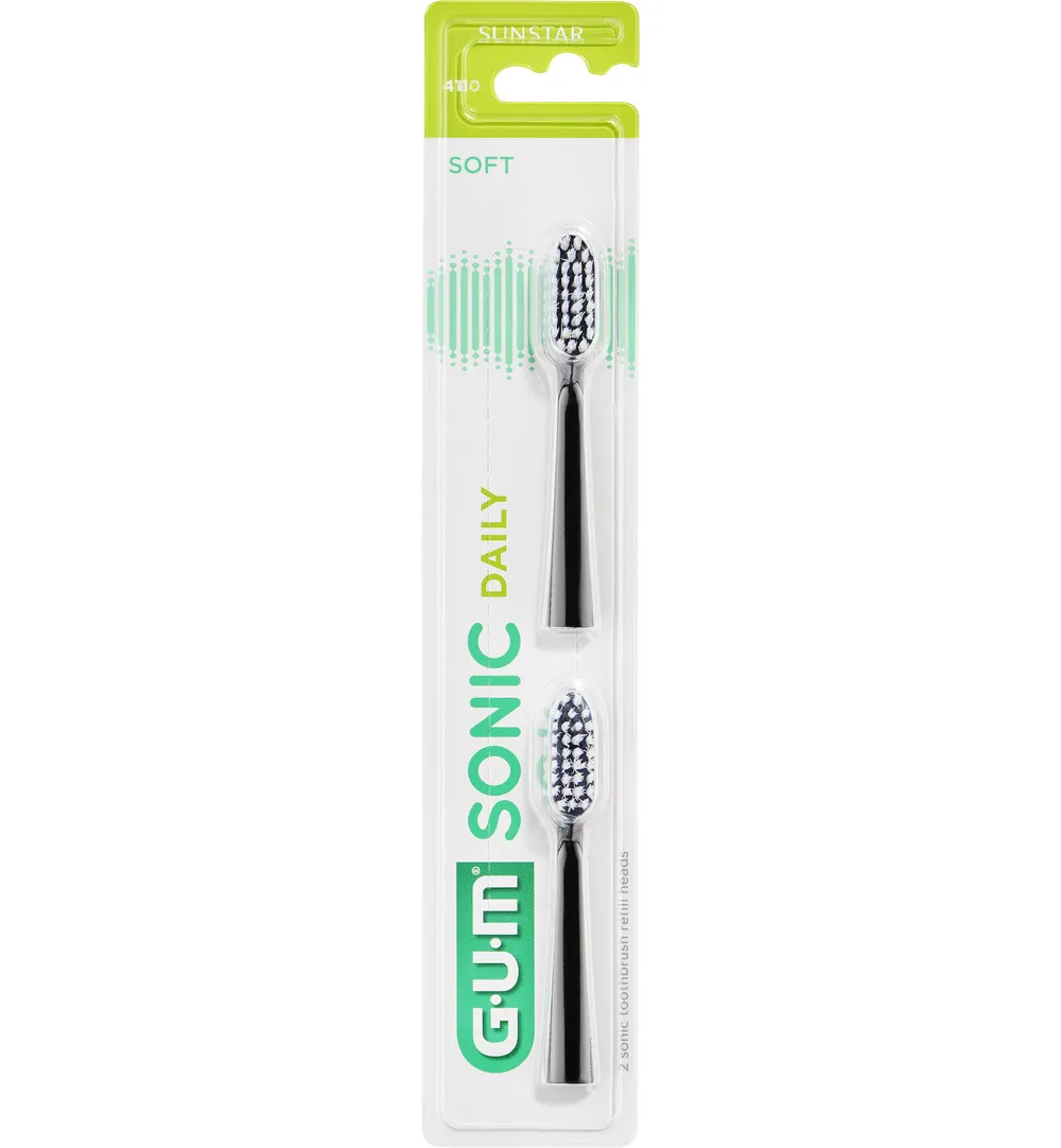 Gum Sonic opzetborstel zwart (2 stuks)