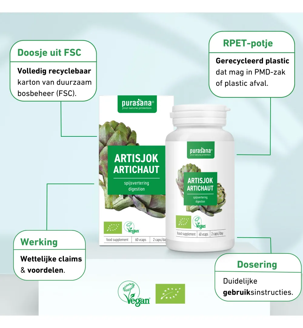 Purasana Artisjok Extract 300 mg (60 vega capsules) - image 8