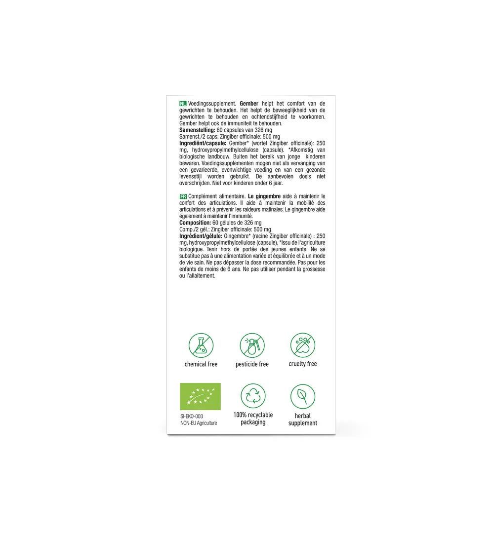 Purasana Gember 250 Mg Bio (60 vega capsules) - image 2