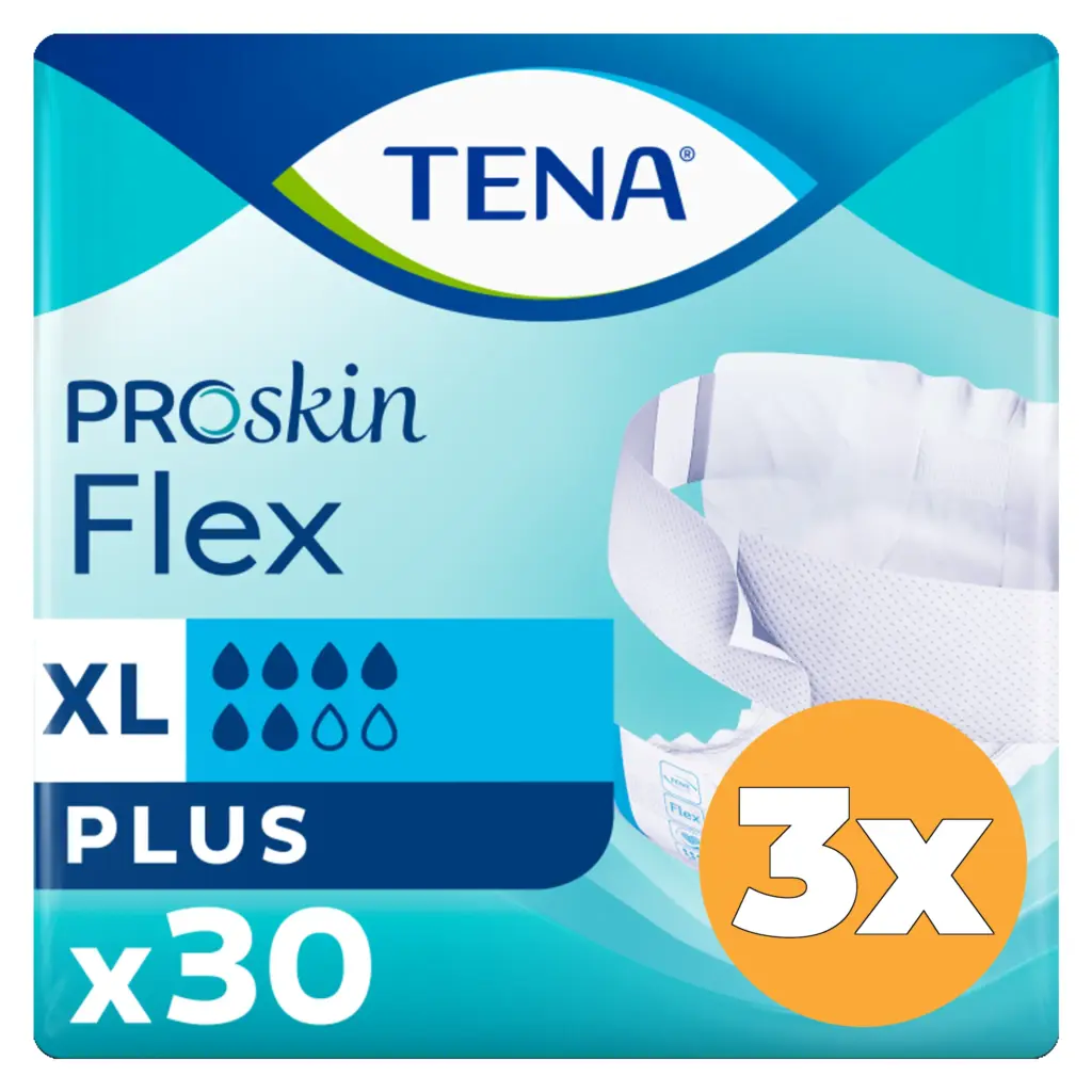 3x Tena Flex Plus Proskin Extra Large (30 stuks)