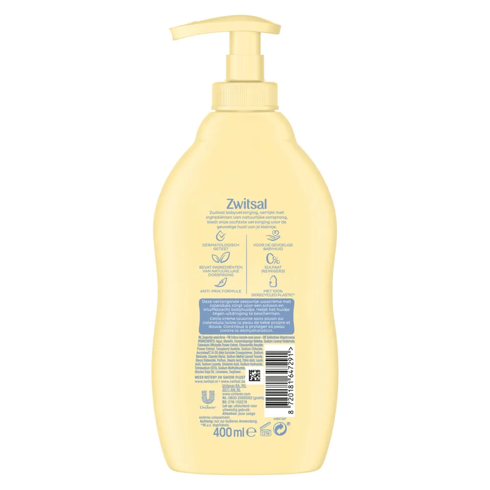 Zwitsal Wascreme Pompje Zeepvrij (400 ml)