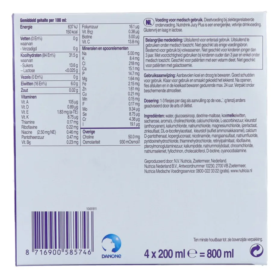 Nutridrink Jucy Plus Verfrissende Framboos (800 ml) - image 2
