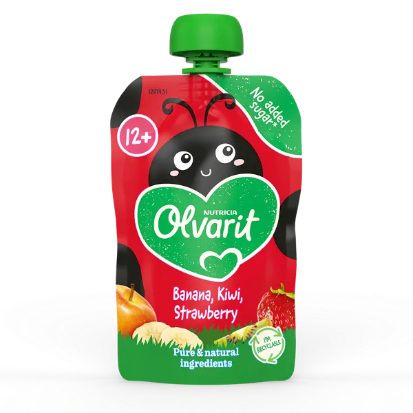 Olvarit 12m+ Banaan Kiwi Aardbei Knijpfruit (100 gr)