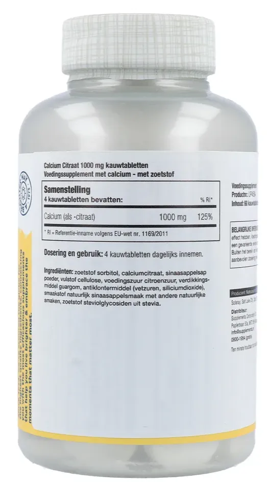 Solaray Calcium Citraat 1000mg Kauwtabletten (60 stuks) - image 2