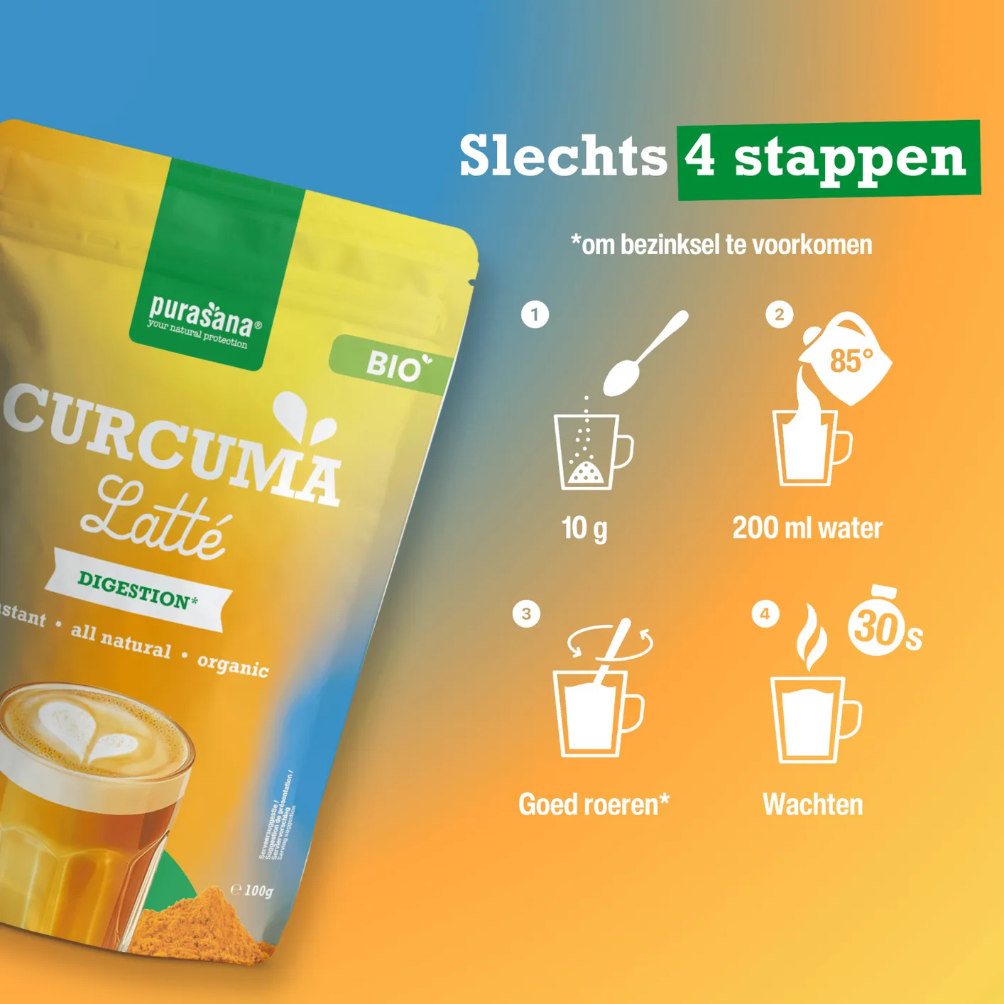 Purasana Curcuma Latté Poeder (100 gr) - image 4